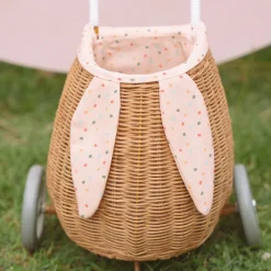 Online Olli Ella Rattan Bunny Luggy with Lining - Gumdrop