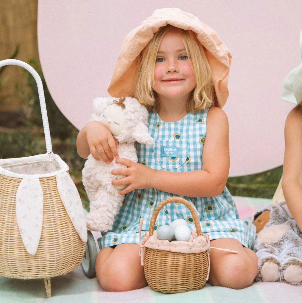 Discount Olli Ella Rattan Bunny Luggy with Lining - Pansy