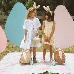 Discount Olli Ella Rattan Bunny Luggy with Lining - Pansy