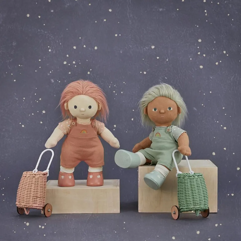 Store Olli Ella Rattan Doll Luggy - Rose