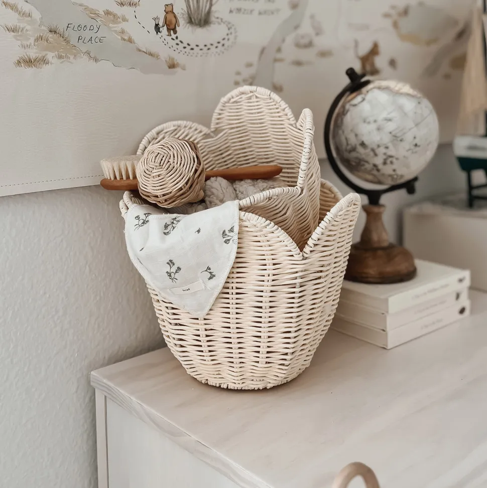 New Olli Ella Rattan Lily Basket Set - Buttercream