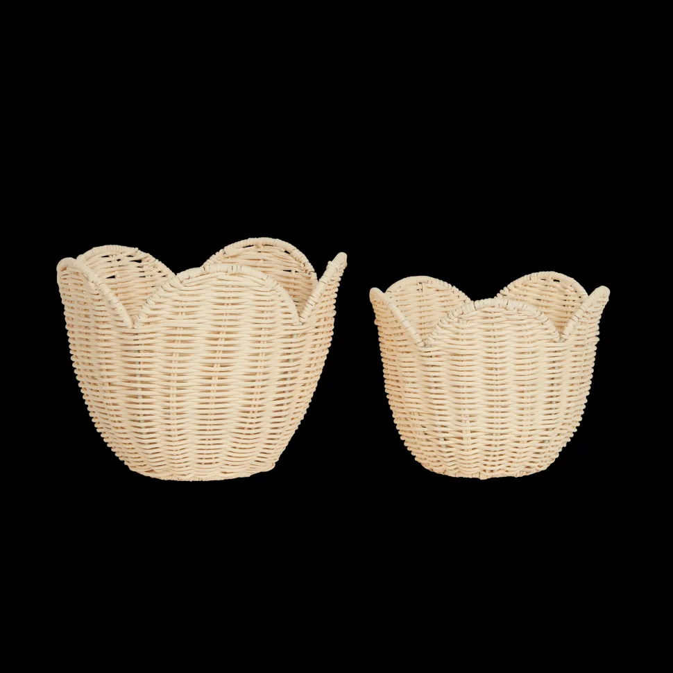 New Olli Ella Rattan Lily Basket Set - Buttercream