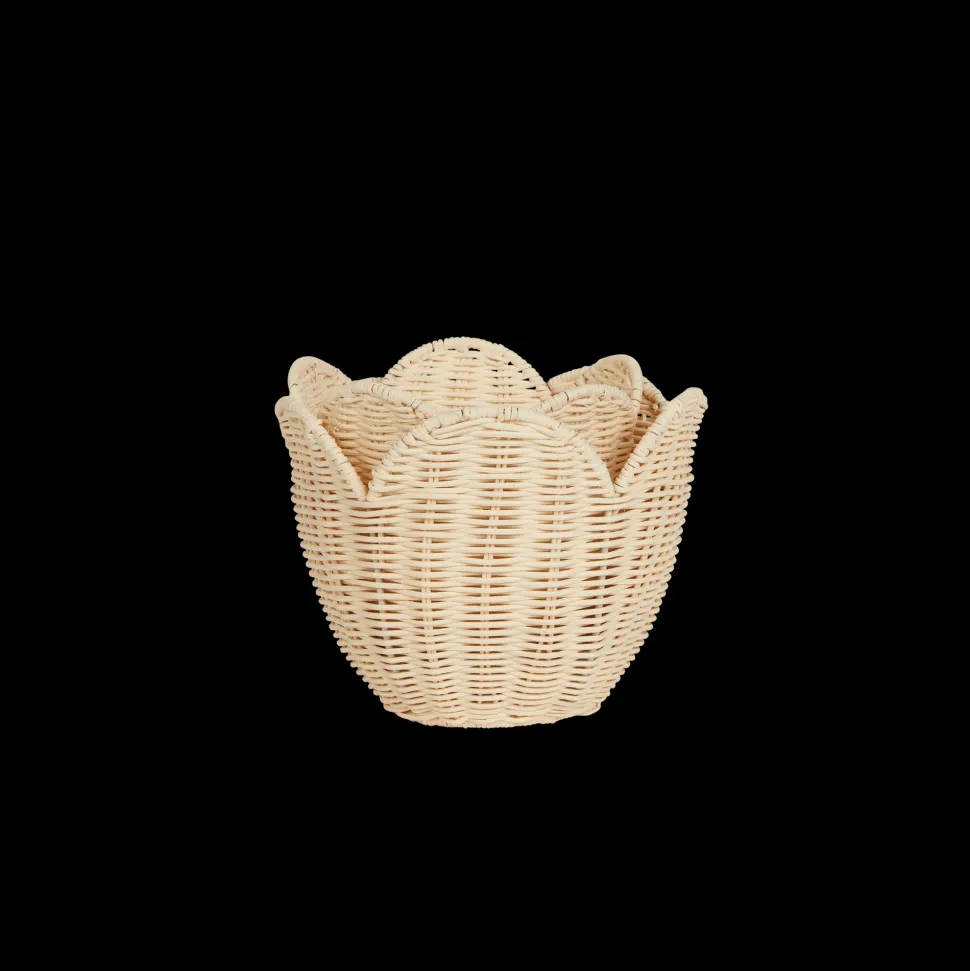 New Olli Ella Rattan Lily Basket Set - Buttercream