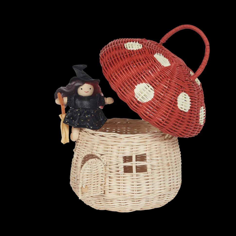 Best Olli Ella Rattan Mushroom Basket - Red