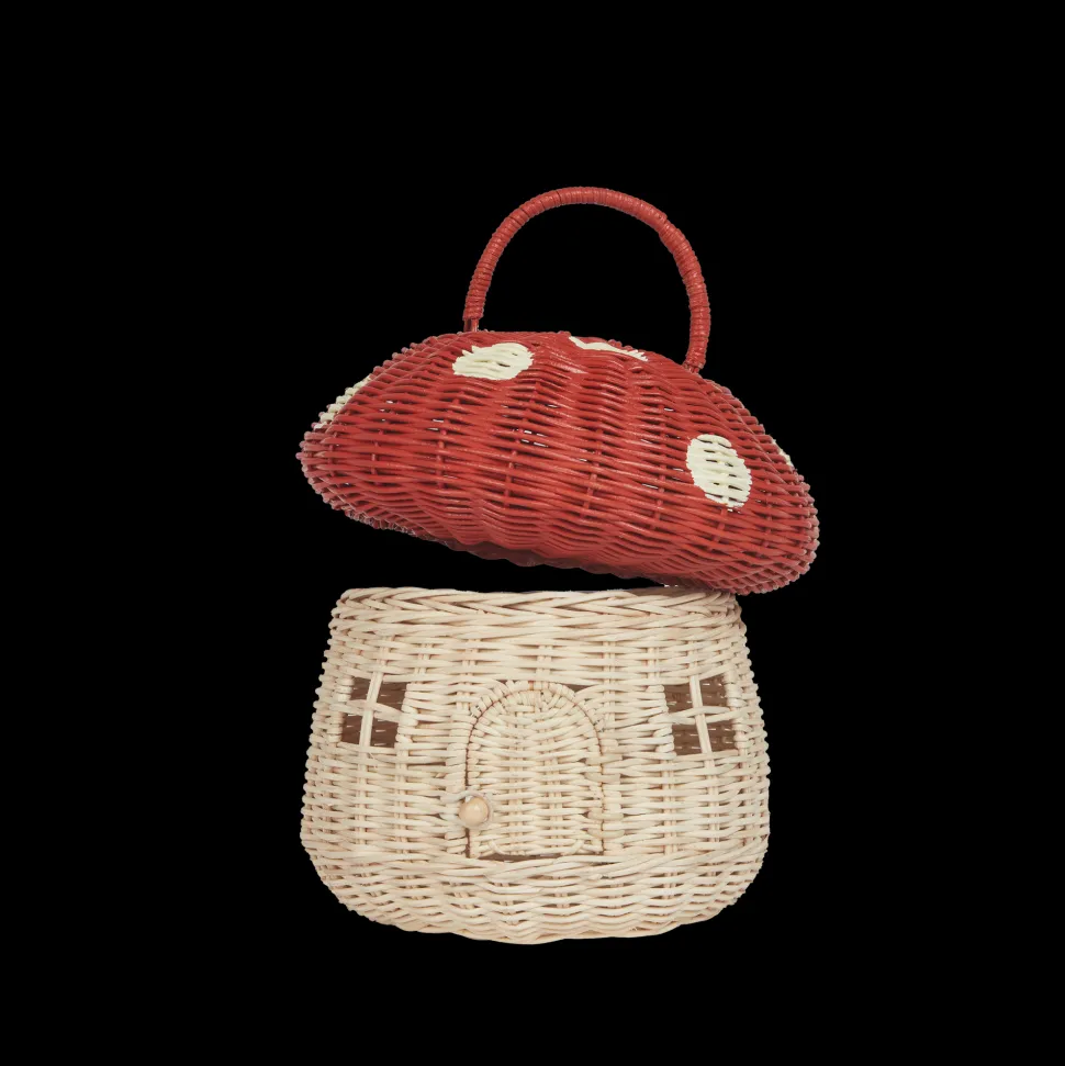 Best Olli Ella Rattan Mushroom Basket - Red
