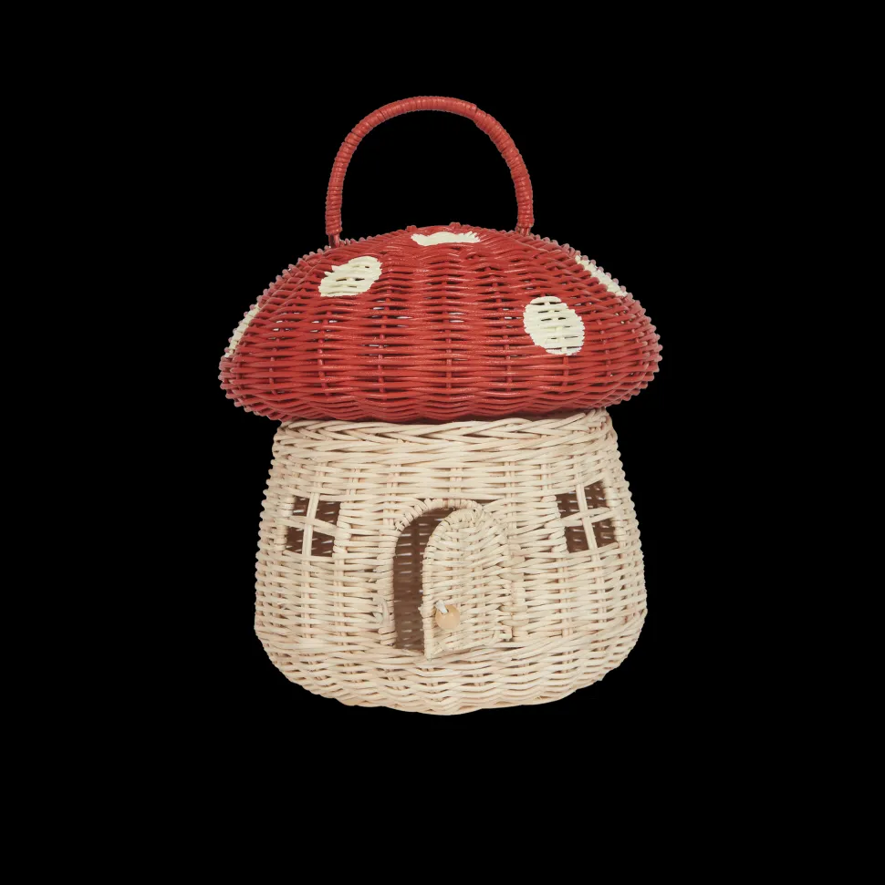 Best Olli Ella Rattan Mushroom Basket - Red