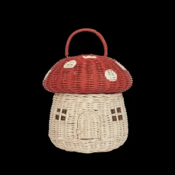 Best Olli Ella Rattan Mushroom Basket - Red
