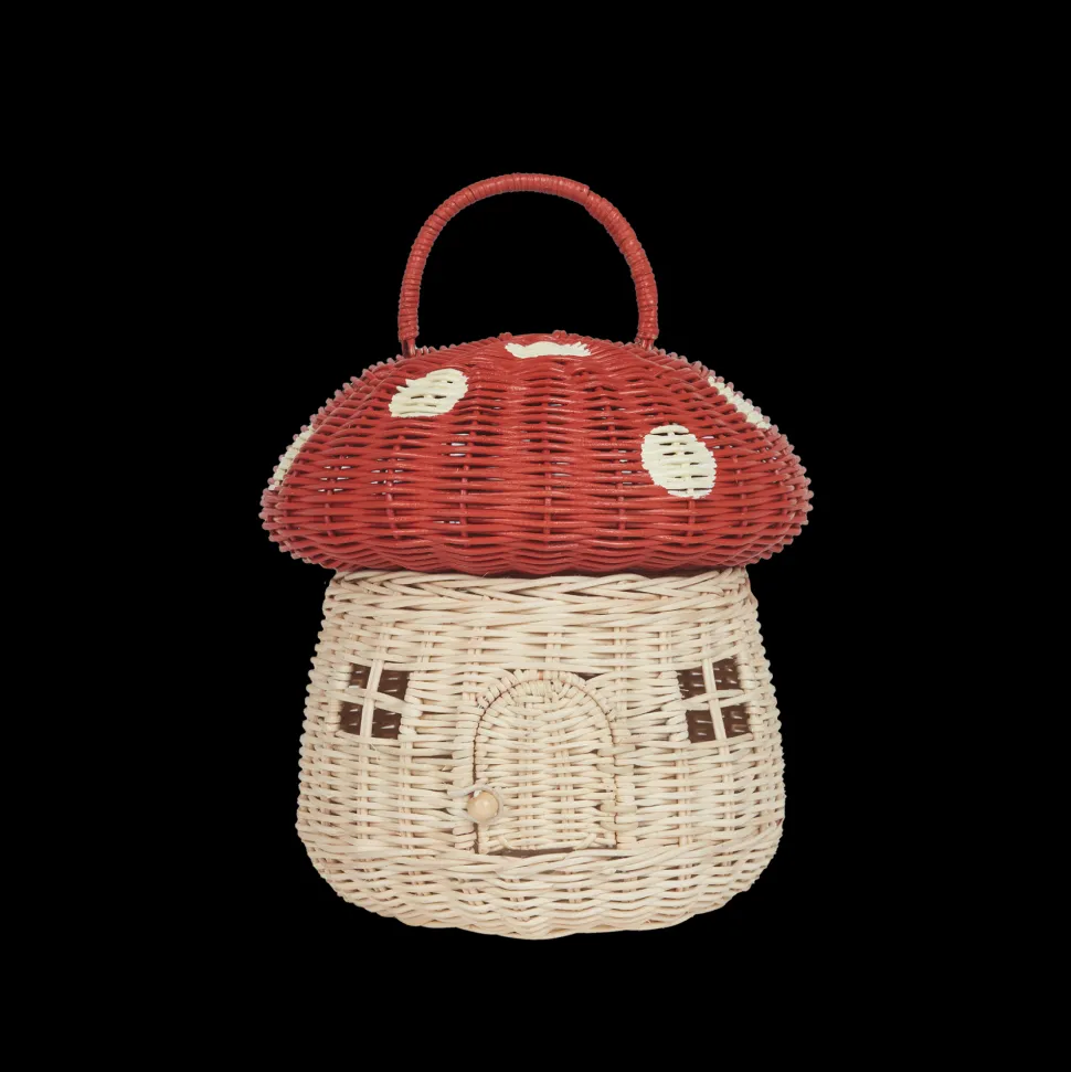Best Olli Ella Rattan Mushroom Basket - Red