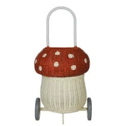 Clearance Olli Ella Rattan Mushroom Luggy - Red