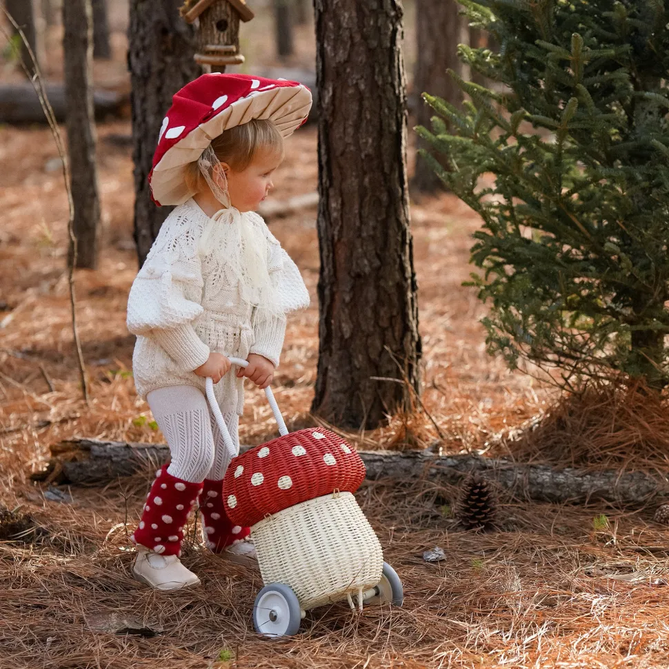 Clearance Olli Ella Rattan Mushroom Luggy - Red