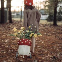 Clearance Olli Ella Rattan Mushroom Luggy - Red