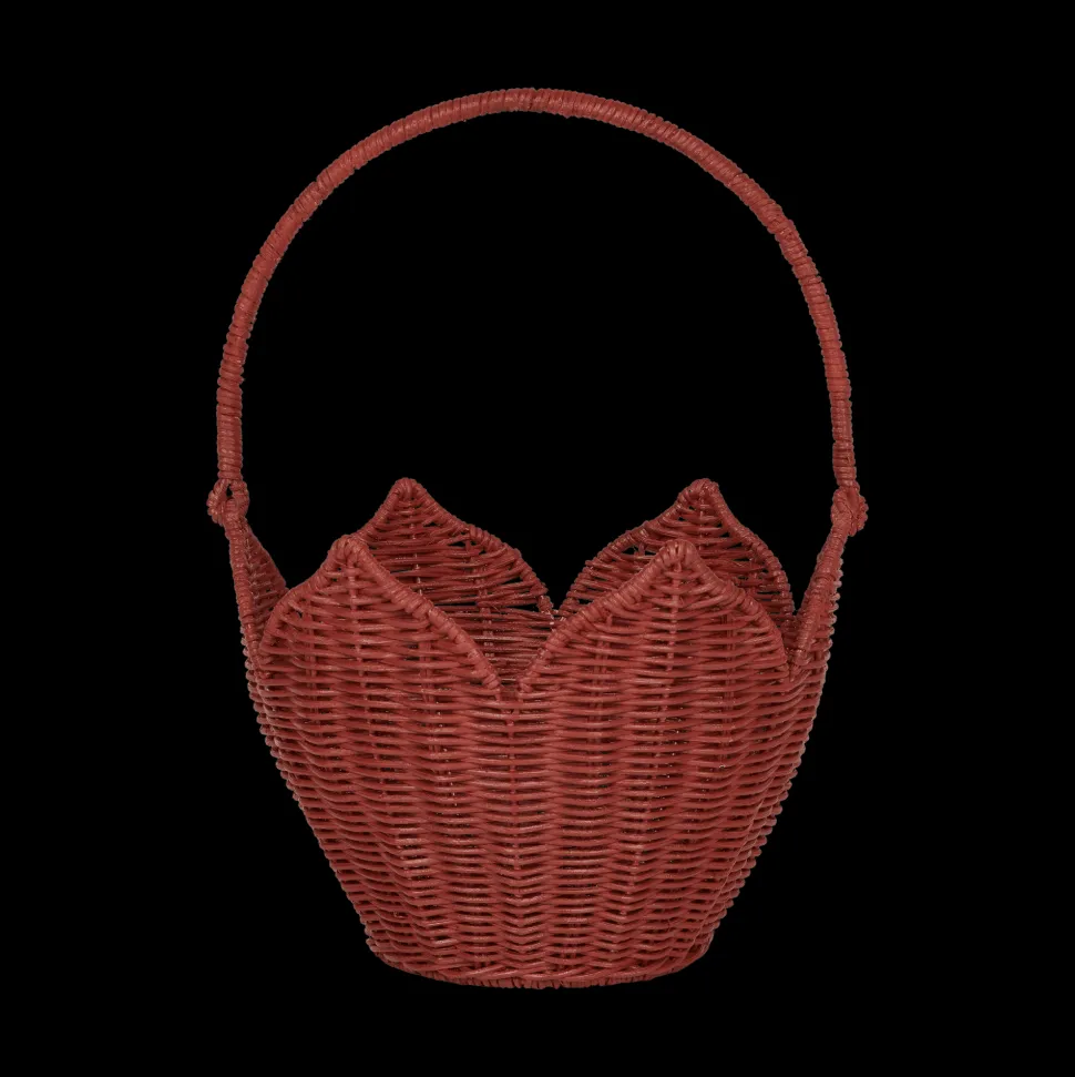 Fashion Olli Ella Rattan Poinsettia Carry Basket - Red