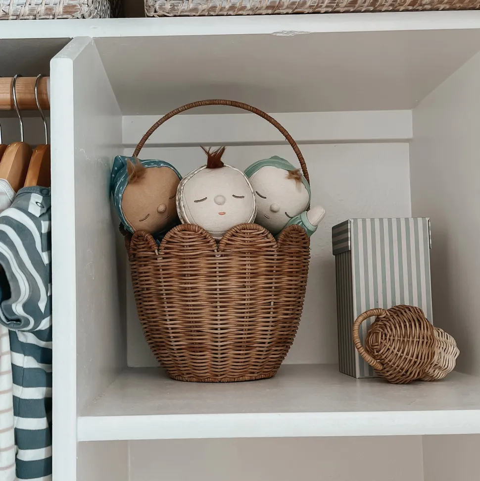 Store Olli Ella Rattan Tulip Carry Basket - Natural