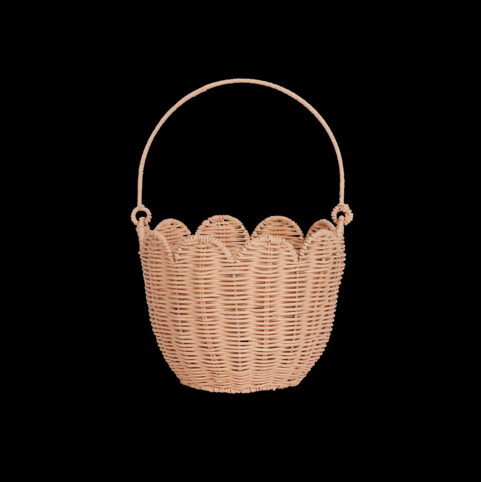 Discount Olli Ella Rattan Tulip Carry Basket - Seashell Pink