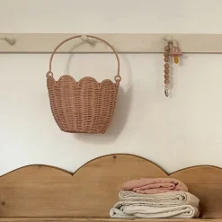 Discount Olli Ella Rattan Tulip Carry Basket - Seashell Pink