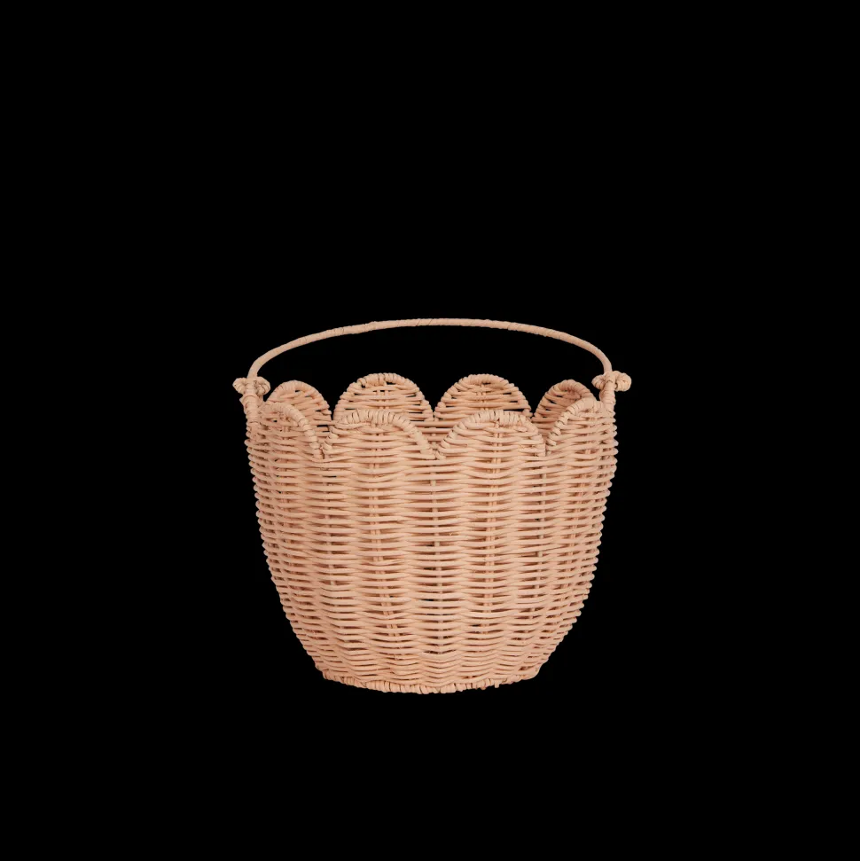 Discount Olli Ella Rattan Tulip Carry Basket - Seashell Pink
