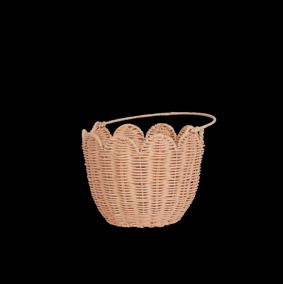 Discount Olli Ella Rattan Tulip Carry Basket - Seashell Pink