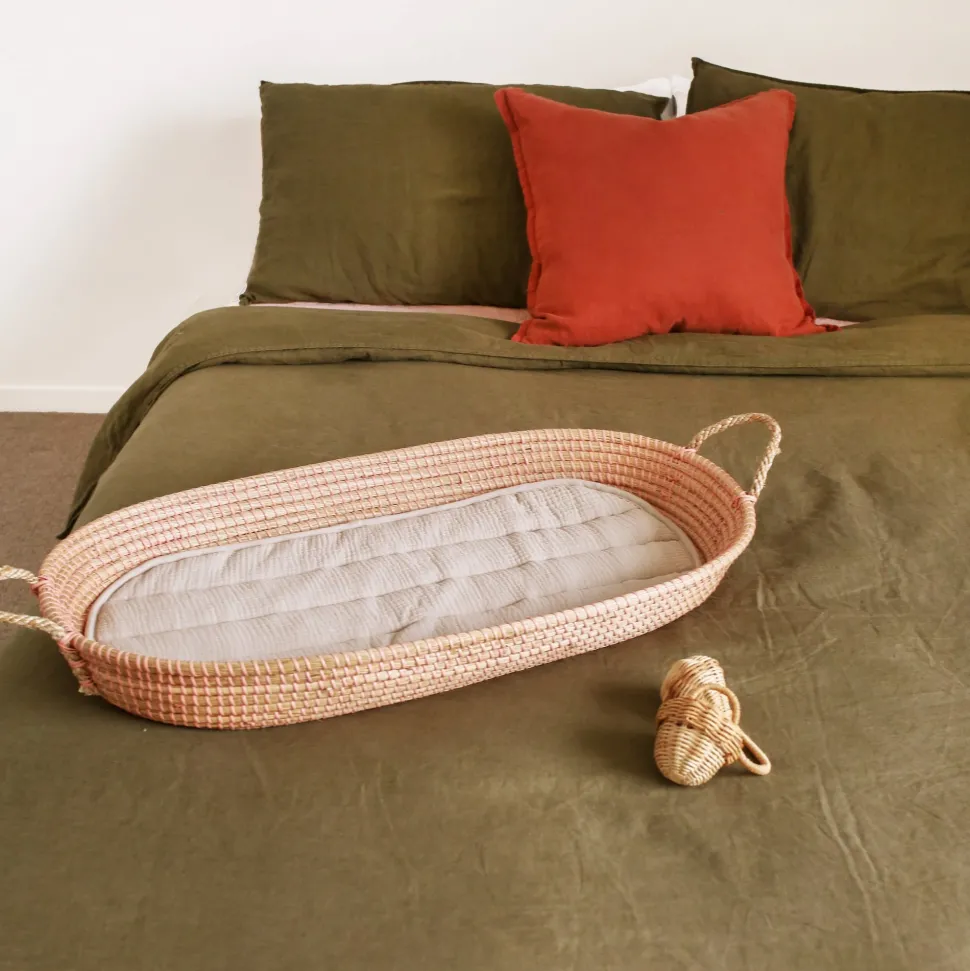 Sale Olli Ella Reva Seagrass Changing Basket - Rose